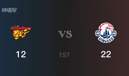 首节结束，青岛以22-12领先广东，王睿泽7分